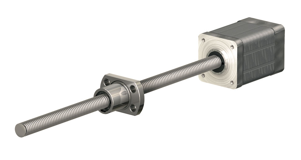Miniature Ball Screw Assembly - Available NEMA Motors (8, 11, 14, 17, 23) with Flange Nut